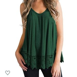 Emerald green lacy tank
